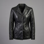Women’s NoirEdge Black Leather Blazer Coat