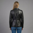 Women’s NoirEdge Black Leather Blazer Coat
