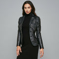 Women’s Noir Luxe Lambskin Leather Blazer Jacket