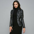 Women’s Noir Luxe Lambskin Leather Blazer Jacket