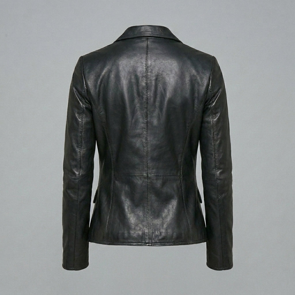 Women’s Noir Luxe Lambskin Leather Blazer Jacket
