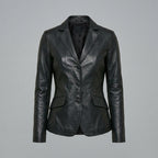 Women’s Noir Luxe Lambskin Leather Blazer Jacket