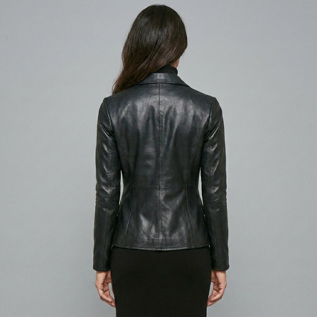 Women’s Noir Luxe Lambskin Leather Blazer Jacket