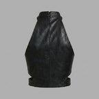 Women's Noir Sheepskin Leather Halter Crop Top