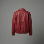 Women’s Oversized Red Leather Bomber Jacket