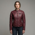 Women’s Oxblood Leather Moto Motorcycle Jacket