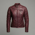 Women’s Oxblood Leather Moto Motorcycle Jacket