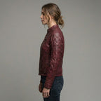 Women’s Oxblood Leather Moto Motorcycle Jacket