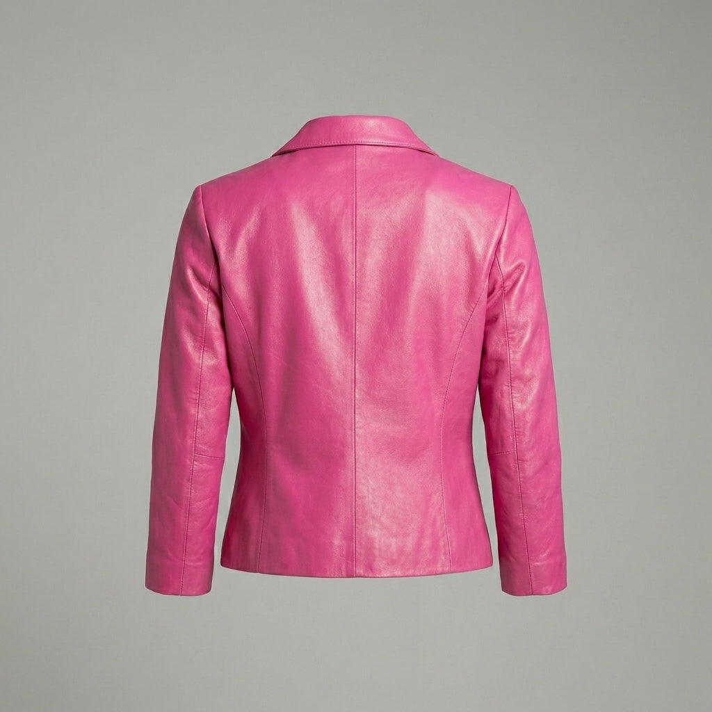 Women’s Plus Size Pink Faux Leather Biker Jacket