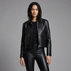 Women’s Premium Black Leather Motorcycle Biker Jacket