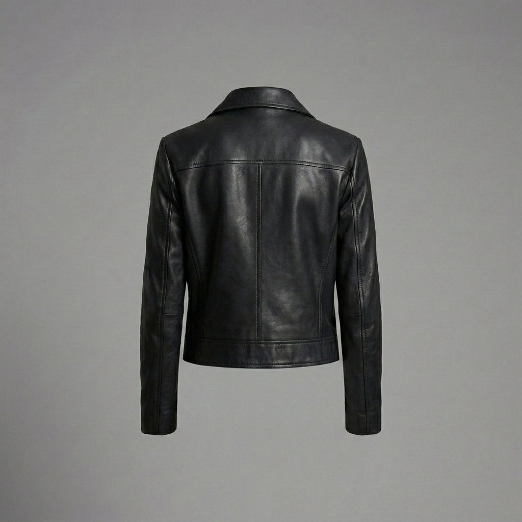 Women’s Premium Black Leather Motorcycle Biker Jacket