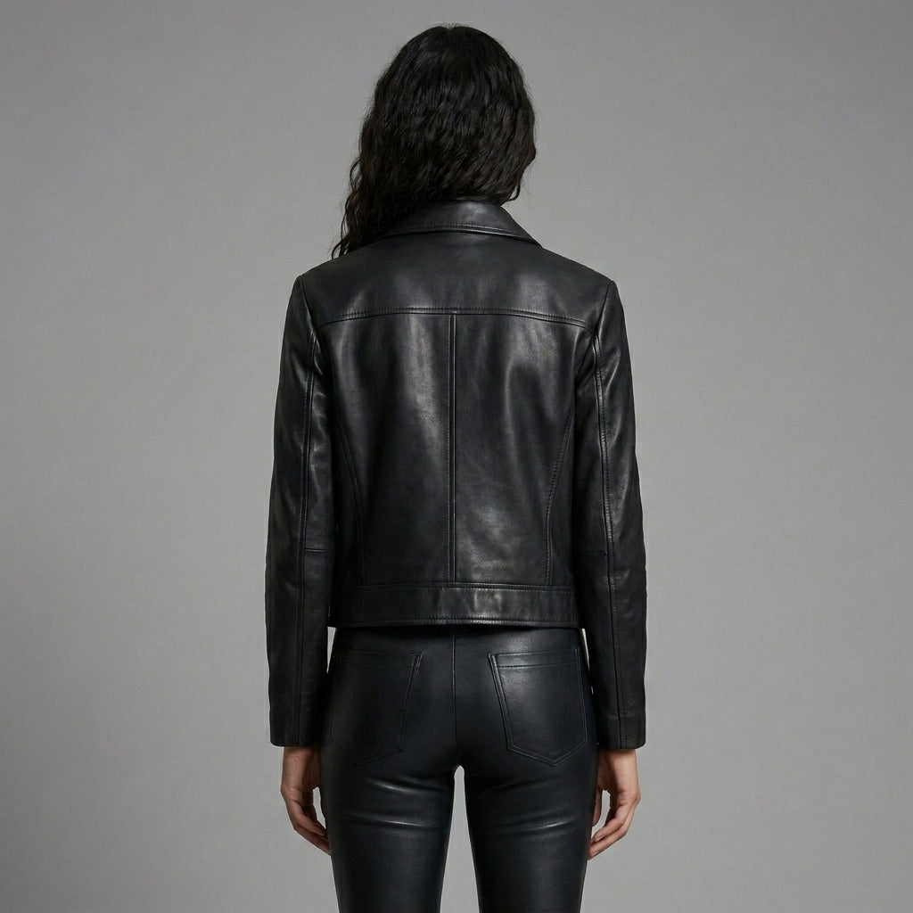 Women’s Premium Black Leather Motorcycle Biker Jacket