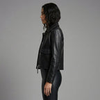 Women’s Premium Black Leather Motorcycle Biker Jacket