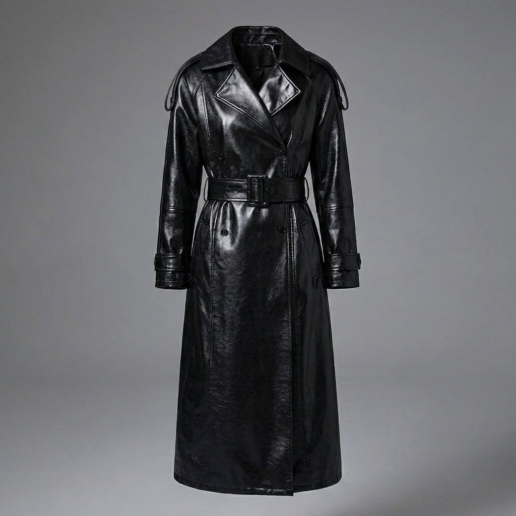Women’s Premium Genuine Leather Trench Coat