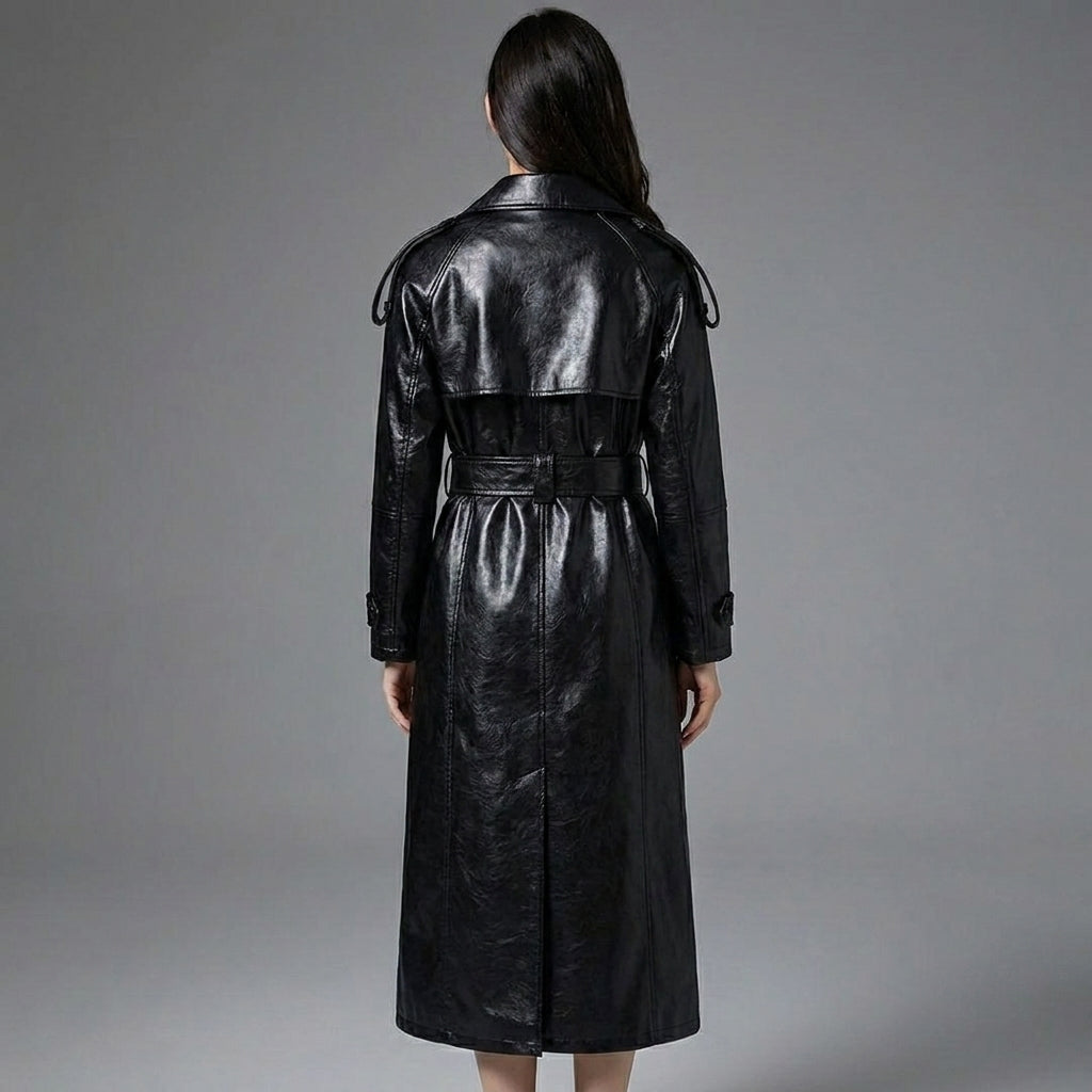 Women’s Premium Genuine Leather Trench Coat