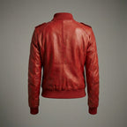 Women’s Premium Red Lambskin Leather Moto Jacket