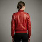 Women’s Premium Red Lambskin Leather Moto Jacket