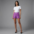 Women’s Purple High-Waisted Natural Leather Shorts