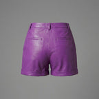 Women’s Purple High-Waisted Natural Leather Shorts