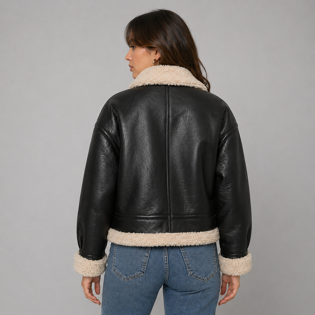 Women’s RAF B3 Shearling Aviator Bomber Leather Jacket
