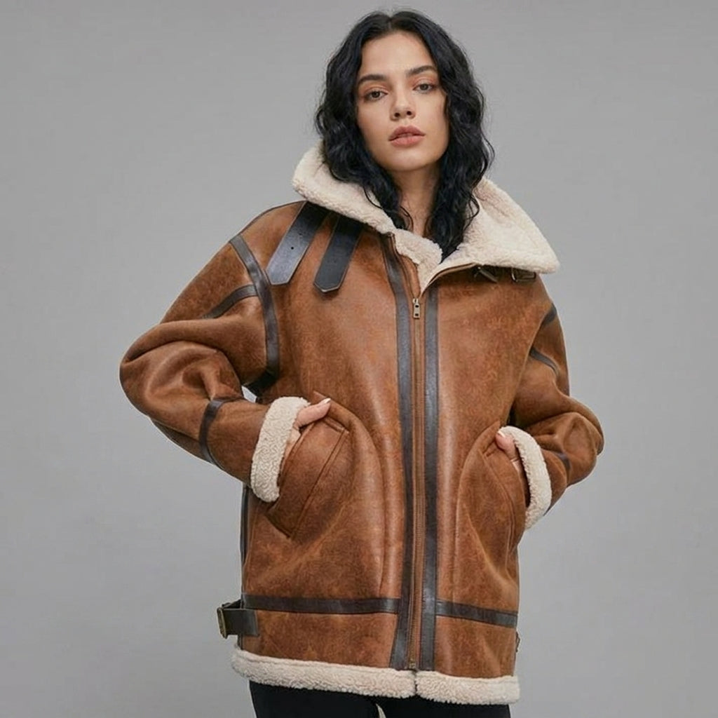 Women’s RAF B3 Shearling Aviator Leather Jacket