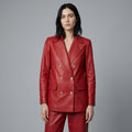 Women’s Scarlet Luxe Lambskin Leather Blazer Jacket