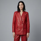 Women’s Scarlet Luxe Lambskin Leather Blazer Jacket
