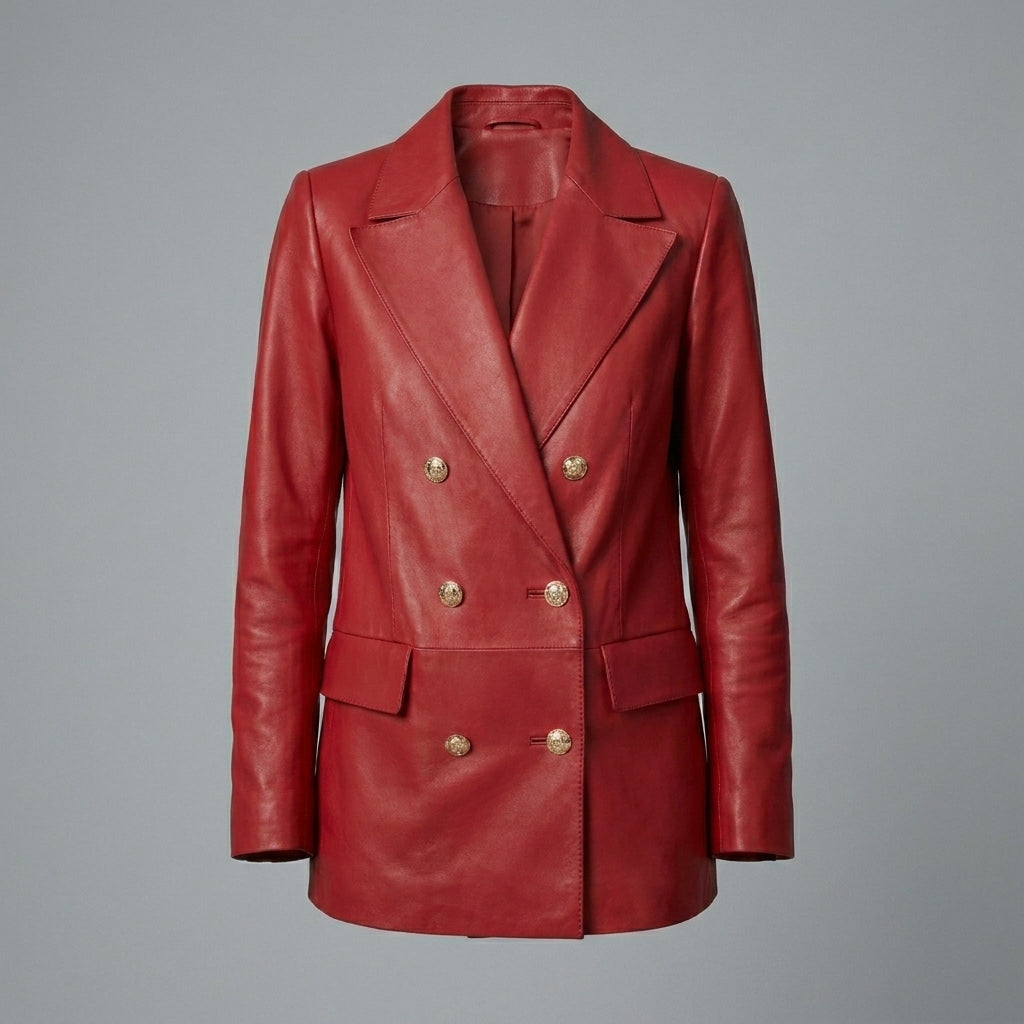 Women’s Scarlet Luxe Lambskin Leather Blazer Jacket