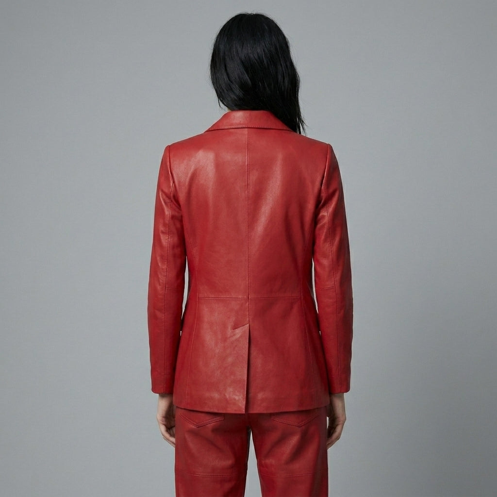 Women’s Scarlet Luxe Lambskin Leather Blazer Jacket