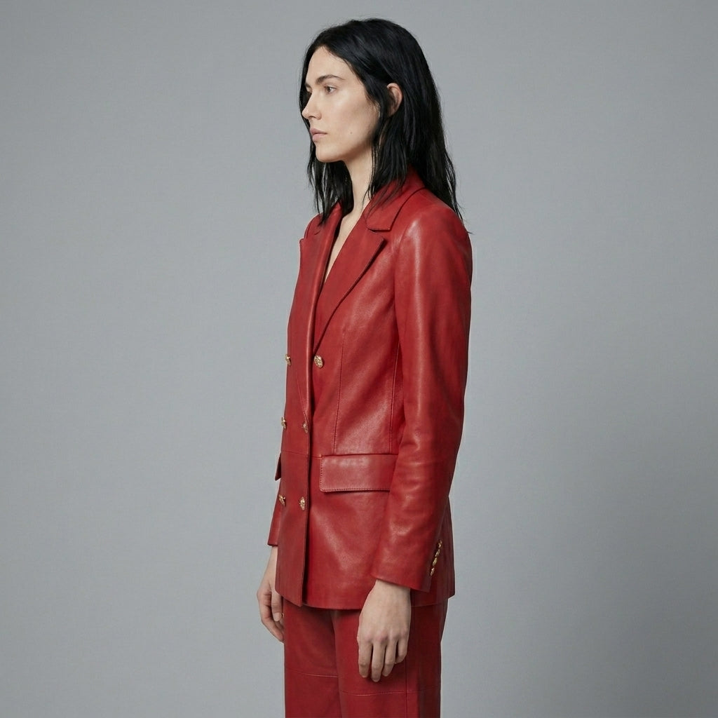 Women’s Scarlet Luxe Lambskin Leather Blazer Jacket