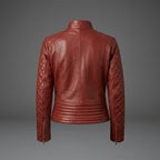 Women's Scarlet Quilted Biker Leather Jacket