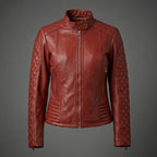 Women's Scarlet Quilted Biker Leather Jacket