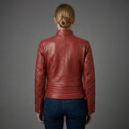 Women's Scarlet Quilted Biker Leather Jacket