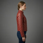 Women's Scarlet Quilted Biker Leather Jacket