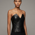 Women’s Sculpted Leather Bustier Corset Top