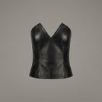 Women’s Sculpted Leather Bustier Corset Top