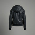 Women’s Shadow Hooded Leather Bomber Jacket