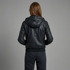 Women’s Shadow Hooded Leather Bomber Jacket