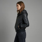 Women’s Shadow Hooded Leather Bomber Jacket
