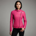 Women’s Shocking Pink Leather Biker Moto Jacket