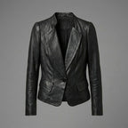 Women's Soft Lambskin Leather Blazer Jacket