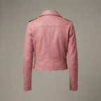 Women’s Stylish Pink Leather Biker Jacket