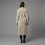 Women's Tan Brown Belted Shearling Leather Coat