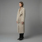 Women's Tan Brown Belted Shearling Leather Coat