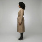 Women’s Tan Brown Shearling Leather Belted Coat