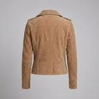 Women’s Tan Brown Suede Moto Biker Jacket