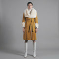 Women’s Tan Brown Suede Shearling Coat – Luxe Winter Jacket