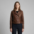 Women’s Vintage Tan Classic Biker Leather Jacket
