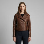 Women’s Vintage Tan Classic Biker Leather Jacket