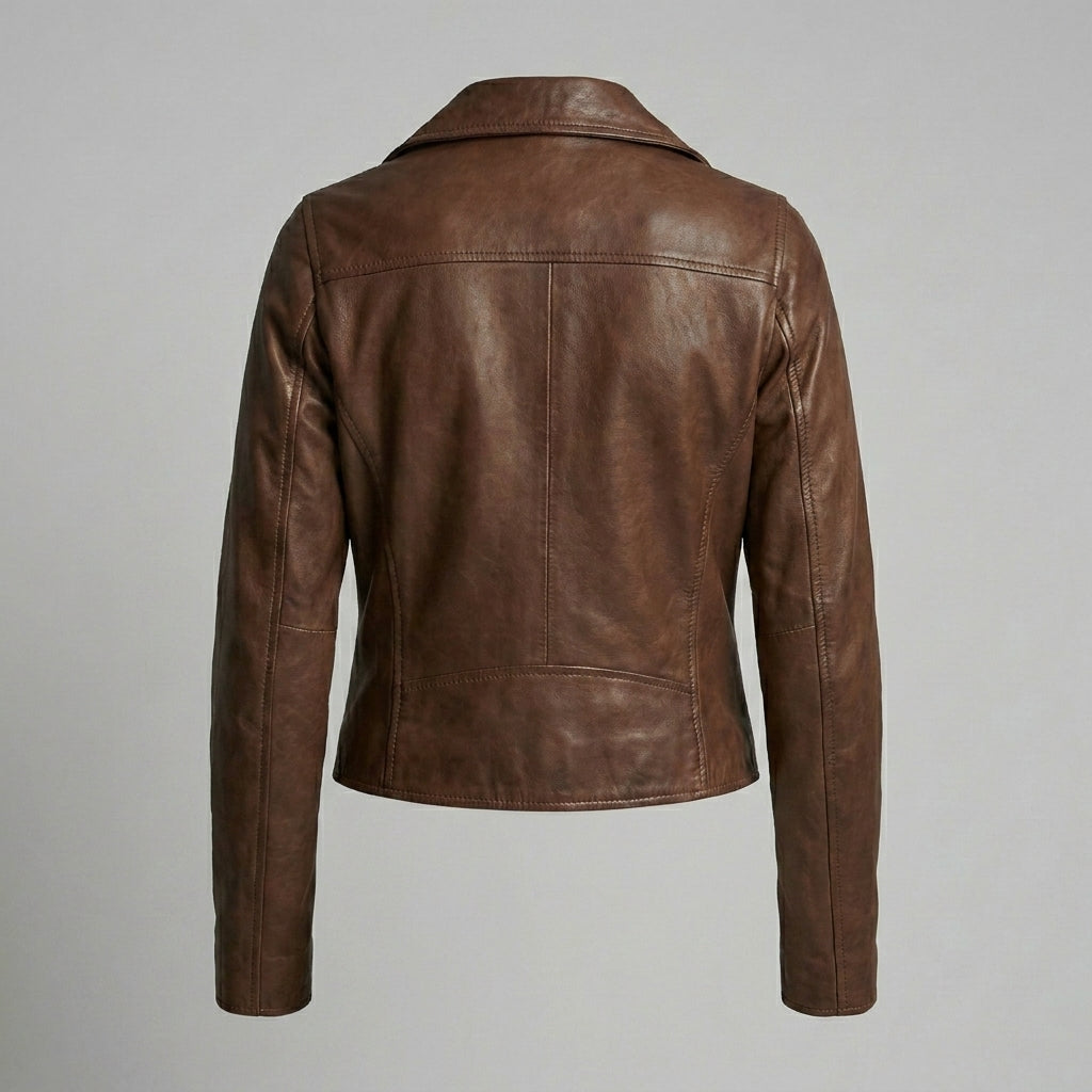 Women’s Vintage Tan Classic Biker Leather Jacket